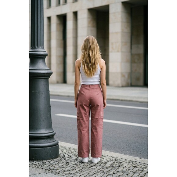 In February Womens Cargo Utility Pants mahogany Wide-Leg High Rise Size M 29"" - Picture 2 of 6